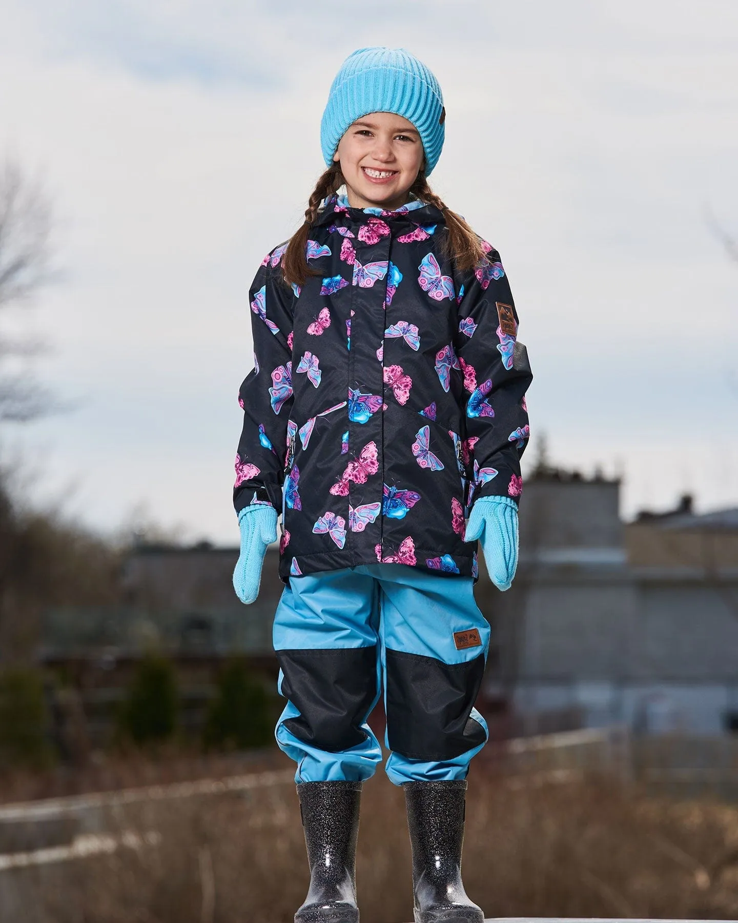3-In-1 Mid-Season Outerwear Set With Printed Jacket Light Blue And Multicolored Butterflies