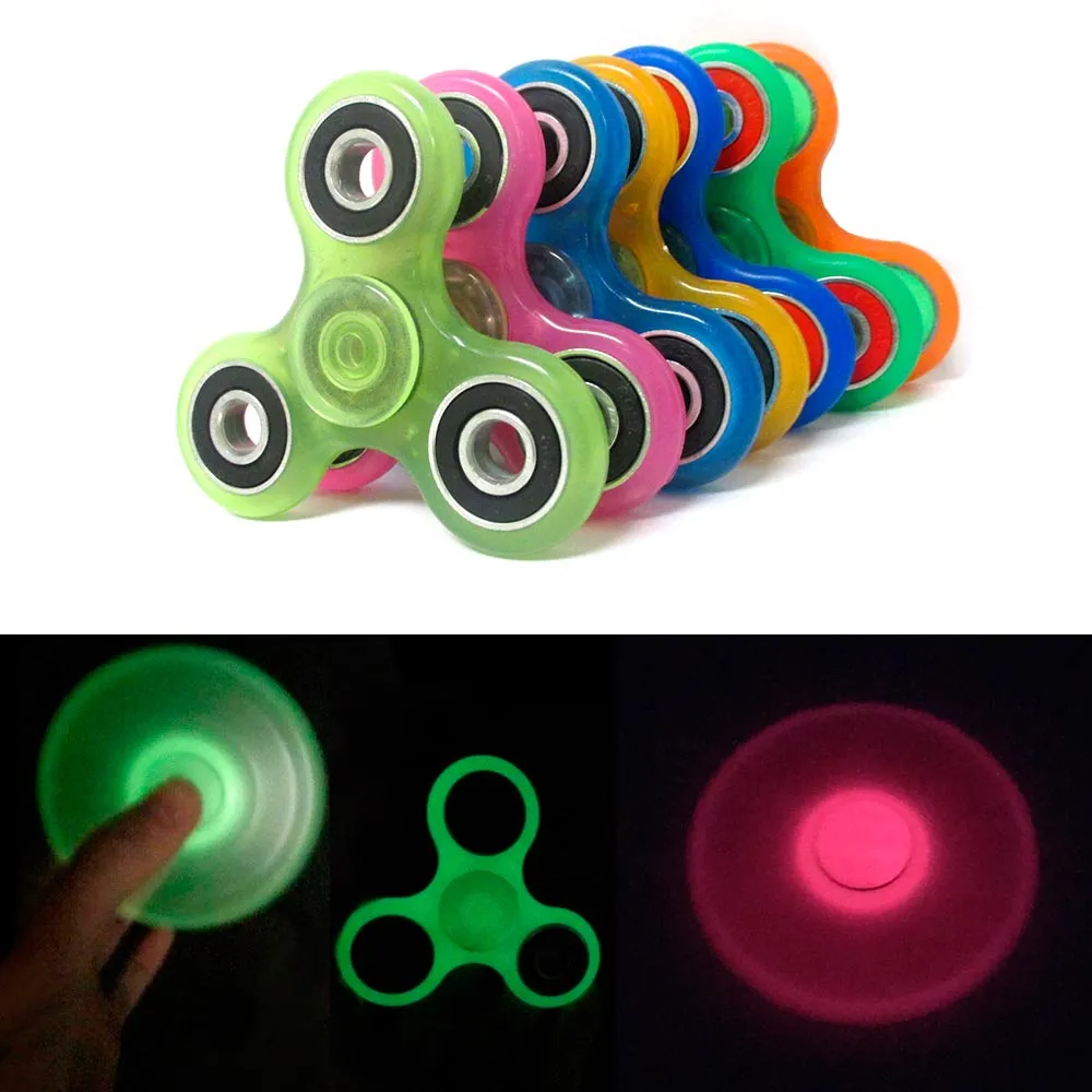 6 Gyro Tri-Spinner Fidget Glow In Dark Toy EDC Hand Finger Spinner Focus ADHD