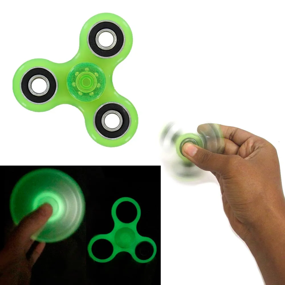 6 Gyro Tri-Spinner Fidget Glow In Dark Toy EDC Hand Finger Spinner Focus ADHD