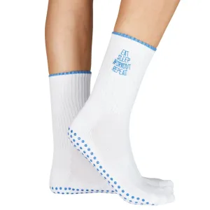 Eat Sleep Workout Repeat - Crew Grip Sock (Barre / Pilates)