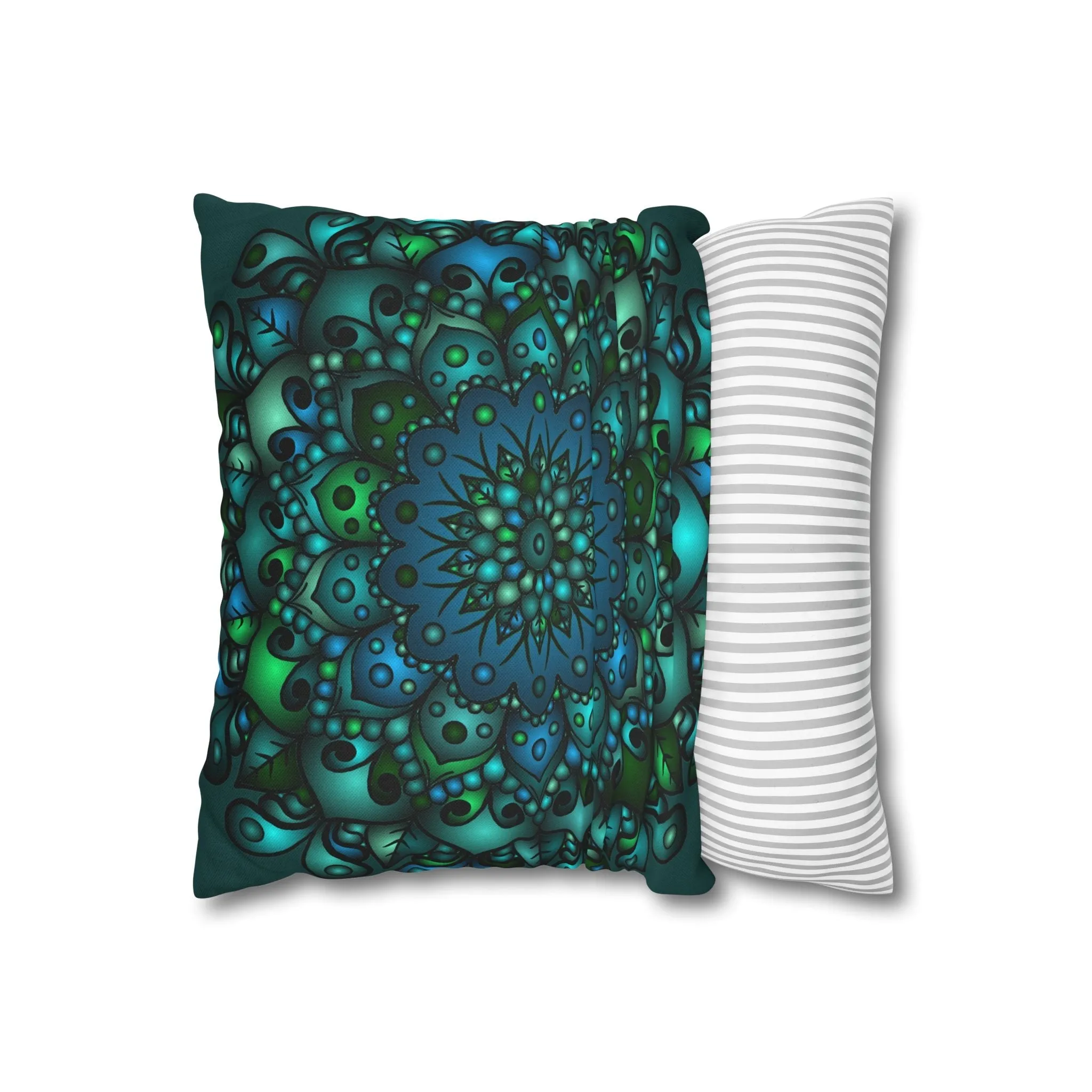 Handmade Mandala Design Pillowcase - Petroleum Green