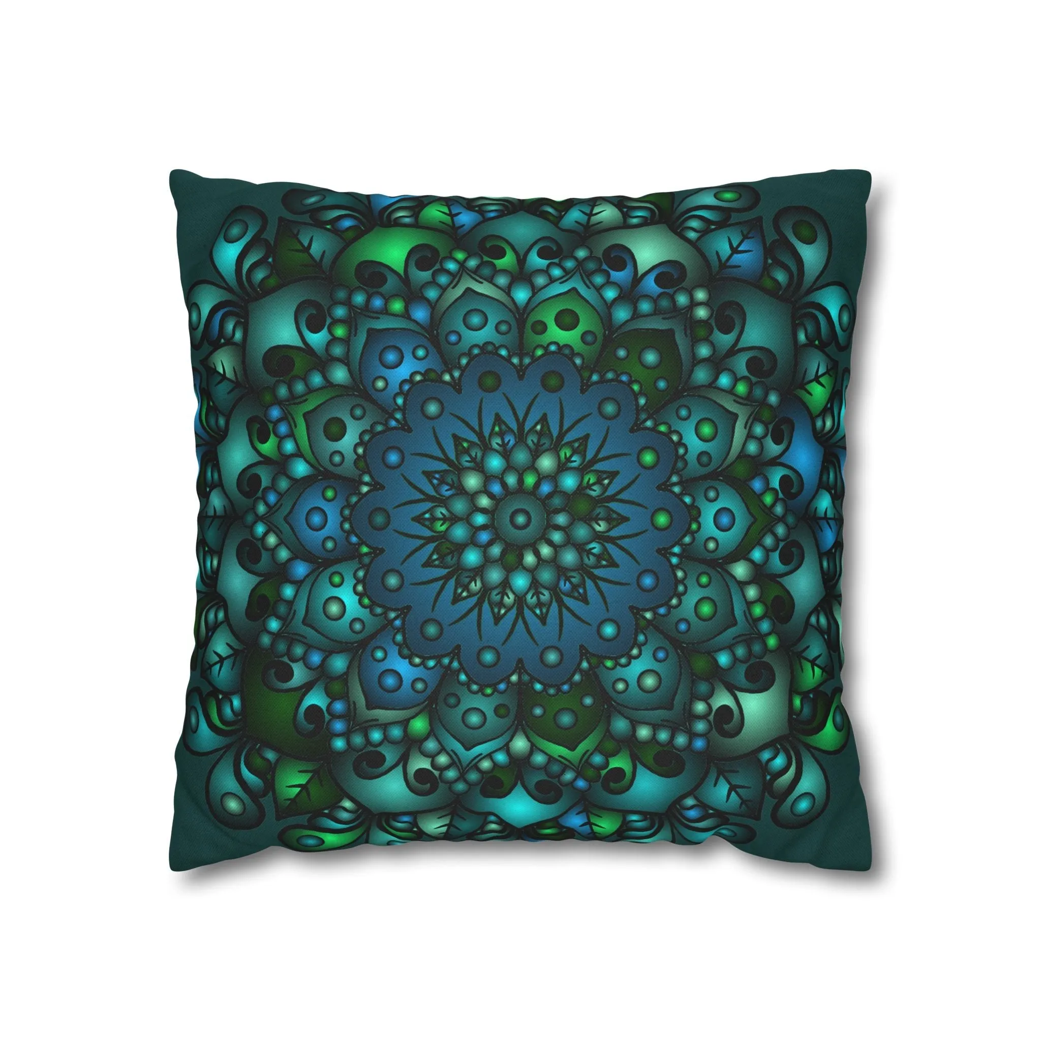 Handmade Mandala Design Pillowcase - Petroleum Green