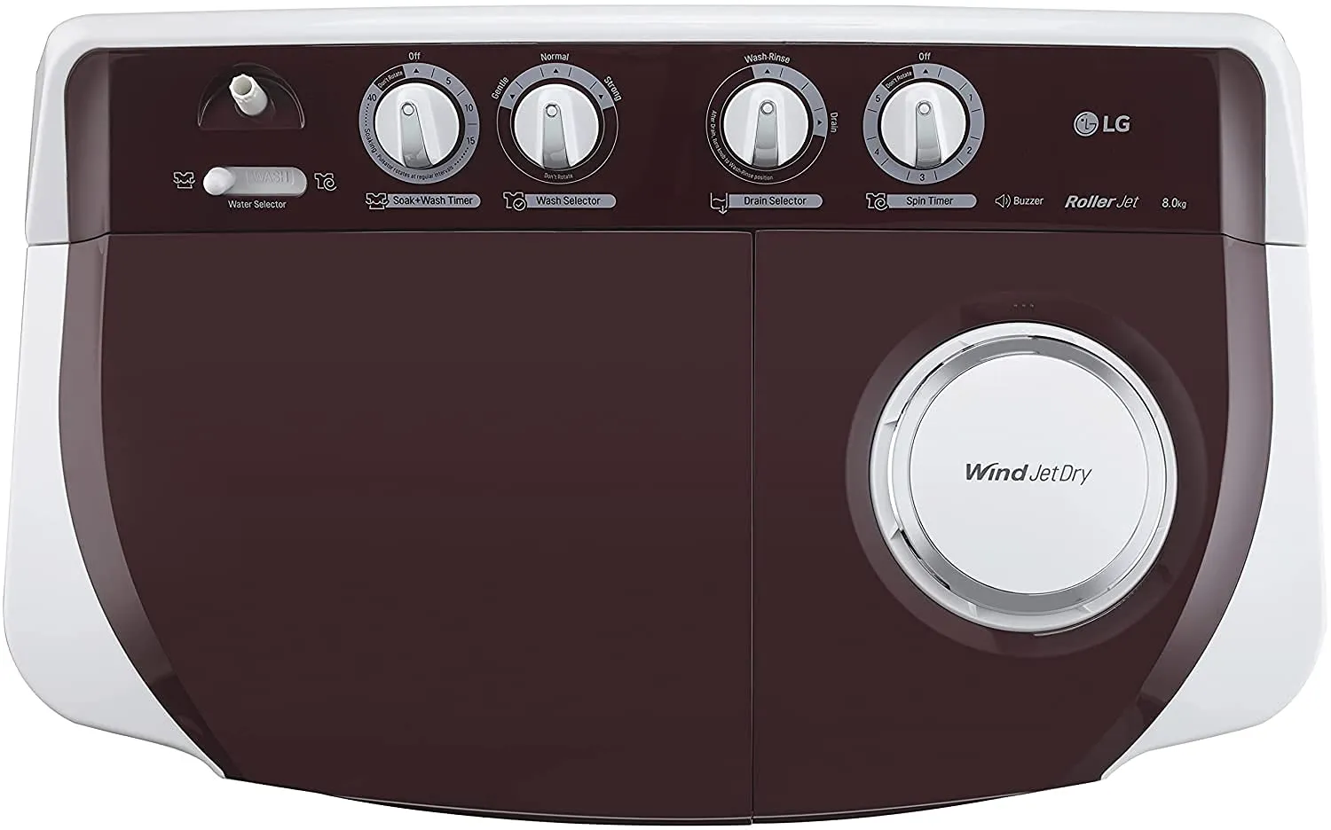 LG P8035SRAZ 8 kg Semi Automatic Top Load Washing Machine, White