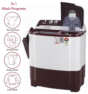LG P8035SRAZ 8 kg Semi Automatic Top Load Washing Machine, White