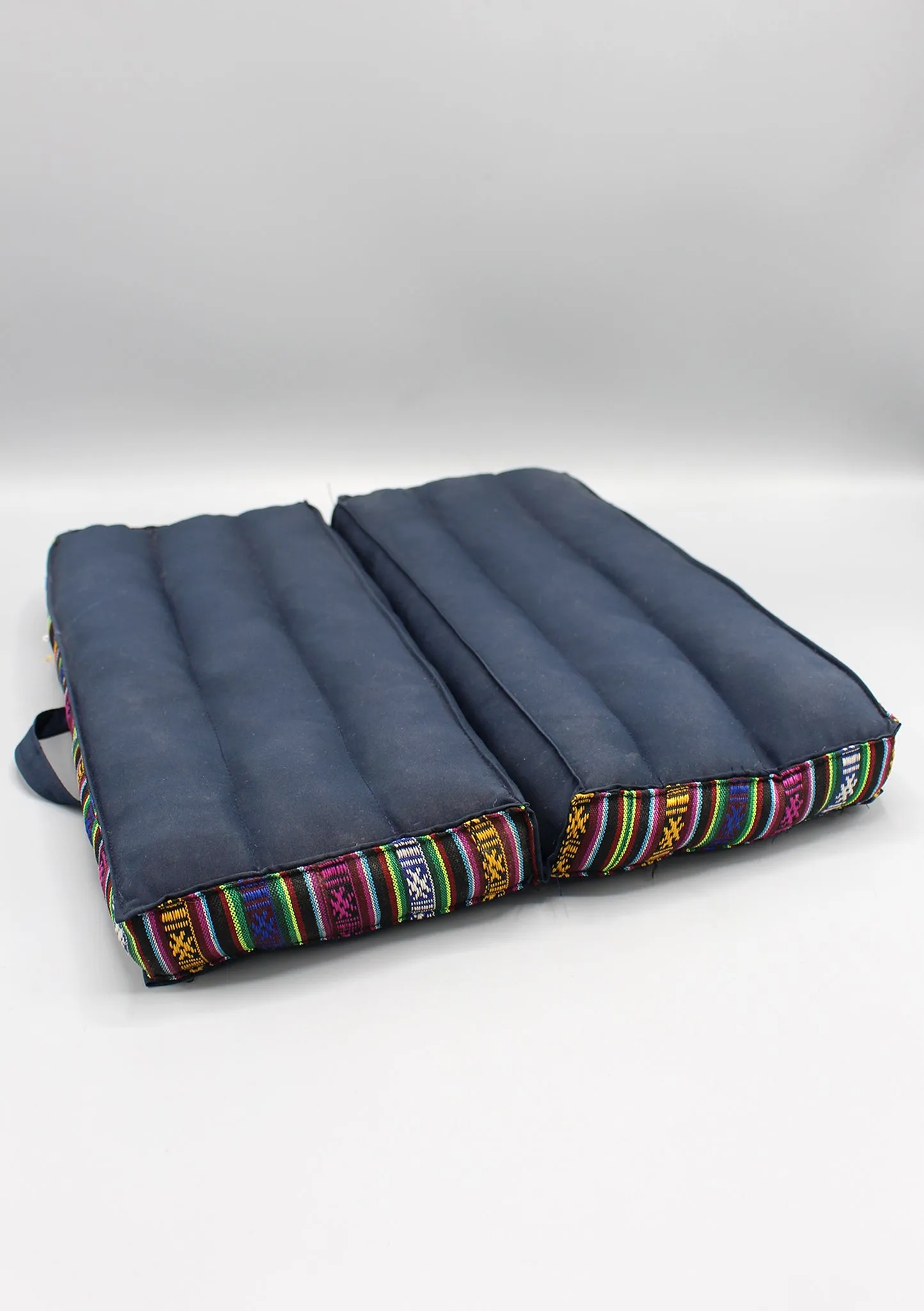 Multicolor Gheri Border Blue Large Foldable Mediation Cushion