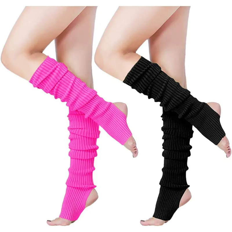 Pack of 2 Womens Neon Knit Leg Warmer for 80s Party Dance Sports Yoga
