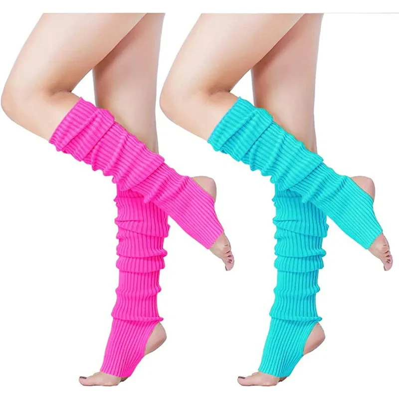 Pack of 2 Womens Neon Knit Leg Warmer for 80s Party Dance Sports Yoga