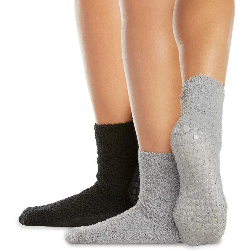 Pack Of 2 Yoga Pilates Barre Ballet Non Slip Crew Hospital (Jogger Grey and Tuxedo Black with Stripe