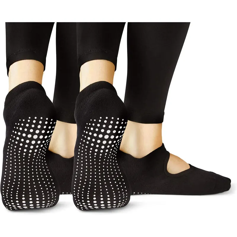 Pack Of 2 Yoga Pilates Barre Ballet Non Slip Crew Hospital (Jogger Grey and Tuxedo Black with Stripe