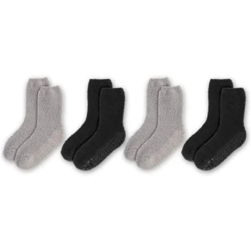 Pack Of 4 Yoga Pilates Barre Ballet Non Slip Crew Hospital (Jogger Grey and Tuxedo Black with Stripe