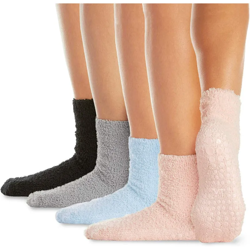 Pack Of 4 Yoga Pilates Barre Ballet Non Slip Crew Hospital (Jogger Grey and Tuxedo Black with Stripe