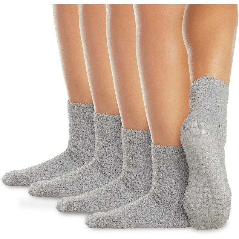 Pack Of 4 Yoga Pilates Barre Ballet Non Slip Crew Hospital (Jogger Grey and Tuxedo Black with Stripe