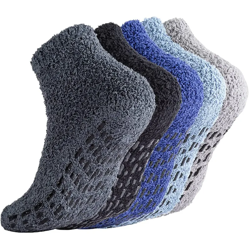Pack Of 5 Non Slip Socks Hospital Socks with Grips for Women Grip Socks for Women Fluffy Socks with Grips for Women Slipper Socks