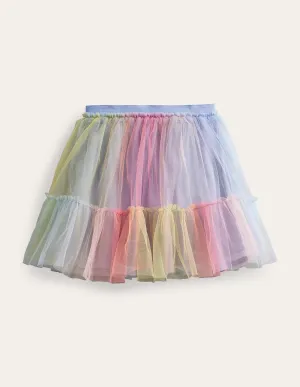 Printed Tiered Tulle Skirt-Ombre