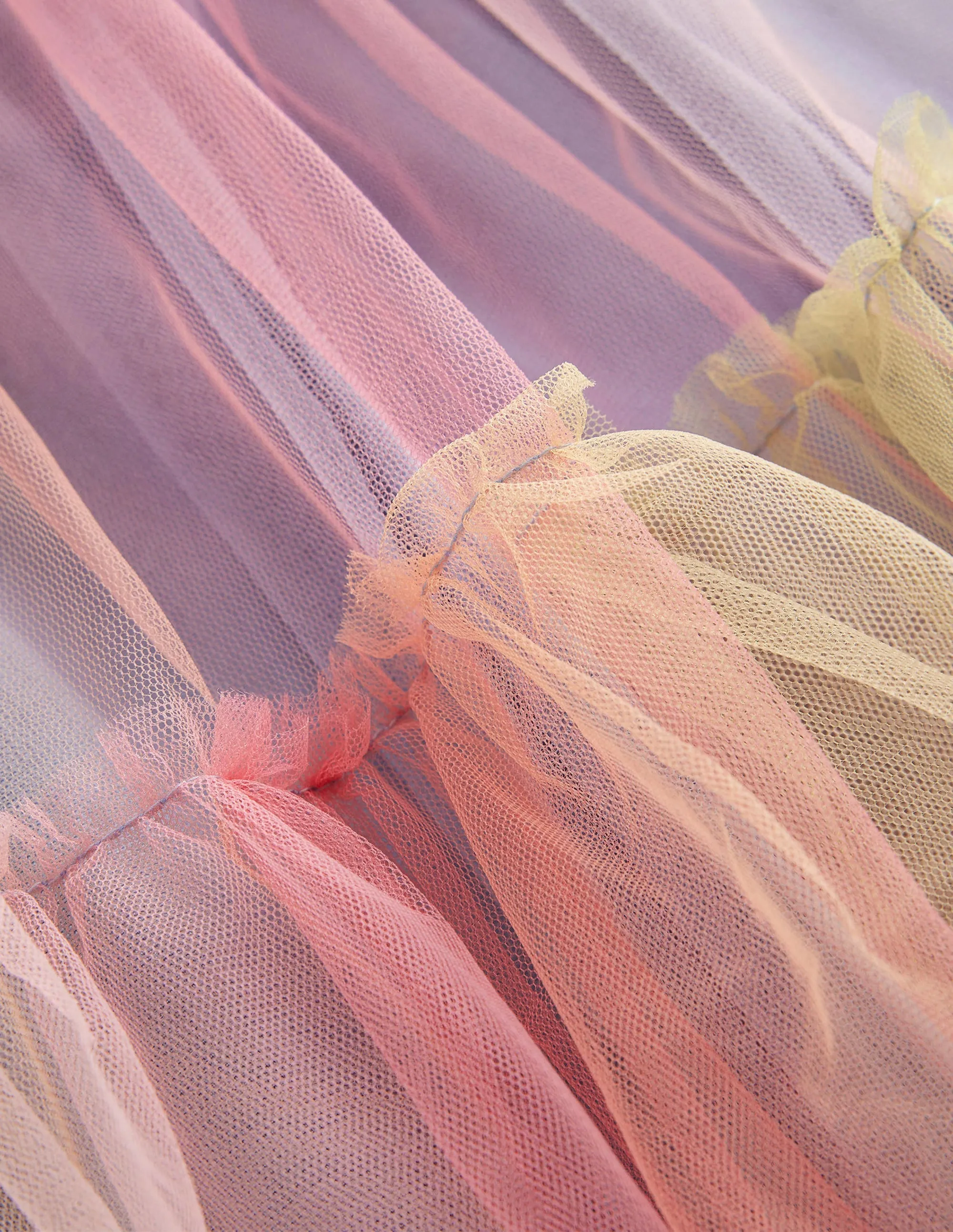 Printed Tiered Tulle Skirt-Ombre