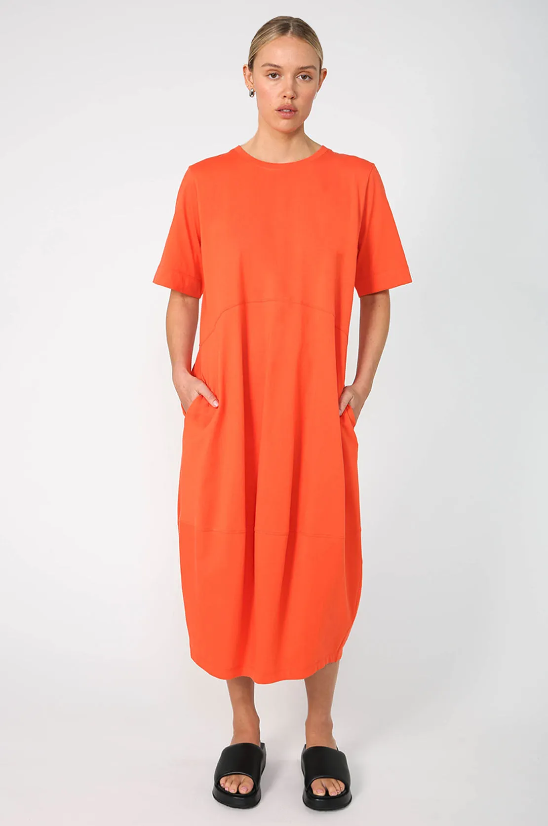 spin dress / tangerine orange