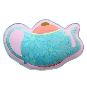 Vintage Tea Party Bedding <br> Teapot Shaped Cushion